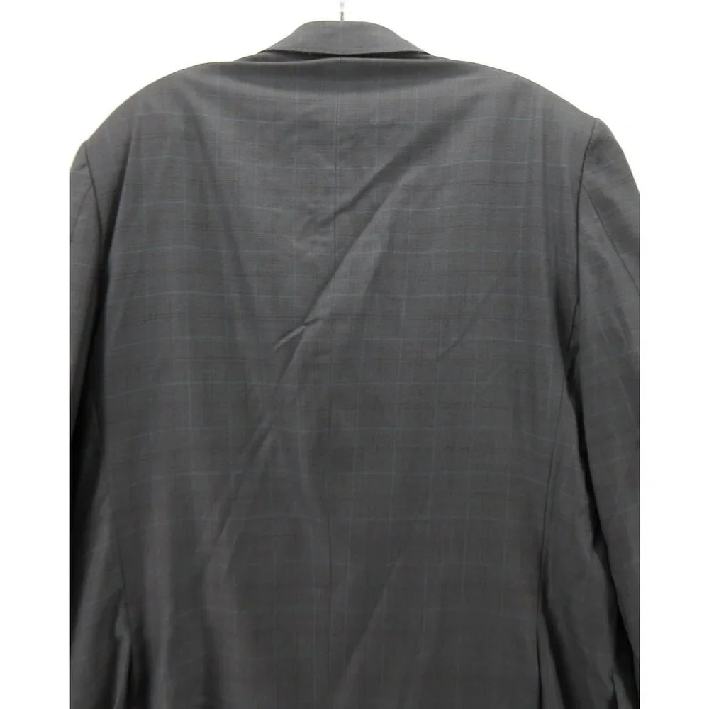 Ermenegildo Zegna Sport Coat 44 Charcoal Blazer Wool Windowpane Jacket*